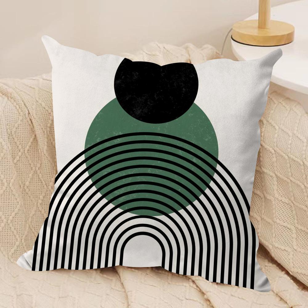Reduced Geometry Cushion Cover Soft Plush Fabric Double-Sided Printed Sofa Cushion Cover for All Seasons Home Decor Gift