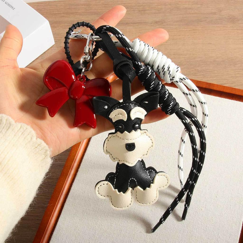 Korean ins blogger with the same Schnauzer bow pendant, high-end woven rope, versatile fashion bag pendant.