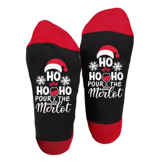 1 Pair Festive Christmas Socks Cute Snowman Bowknot Letters Print Mid Tube Winter Socks Holiday Gift