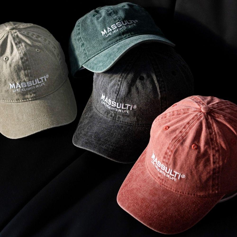 Cotton Soft Top Caps Letter Embroidery Casual Hat Sun Protection Peaked Caps  Men Women
