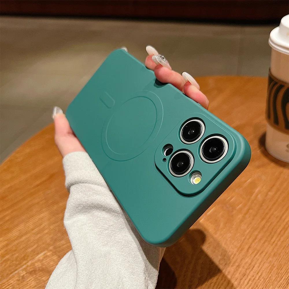 for Magsafe Magnetic Wireless Charging Case for iPhone 16 15 14 13 12 11 Pro Max Mini XR XS Soft TPU Liquid Silicone Back Cover