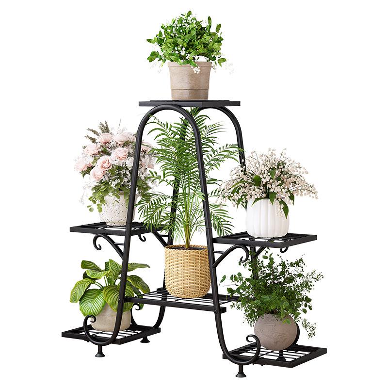 Multi-Tier Wrought Iron Plant Stand for Indoor & Outdoor Use