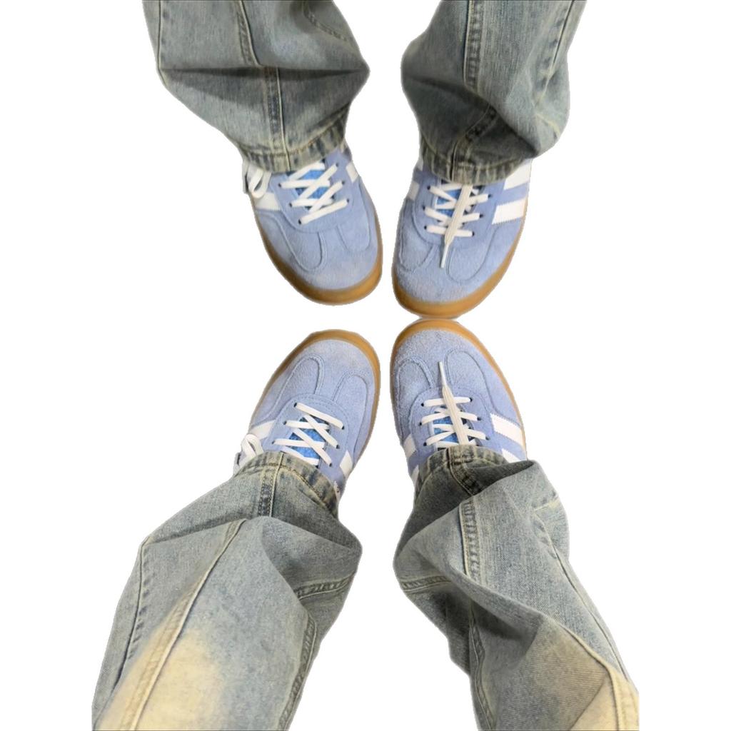 Vintage Blue Miter Tooling Jeans Men's American High Street Vibe Legs Long Pants Straight Slim-fitting Micro-pull Pants