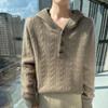 Autumn & Winter Women's Mink Velvet Knit Twist Hoodie - Heavyweight, Loose Fit, Casual Cashmere Sweater