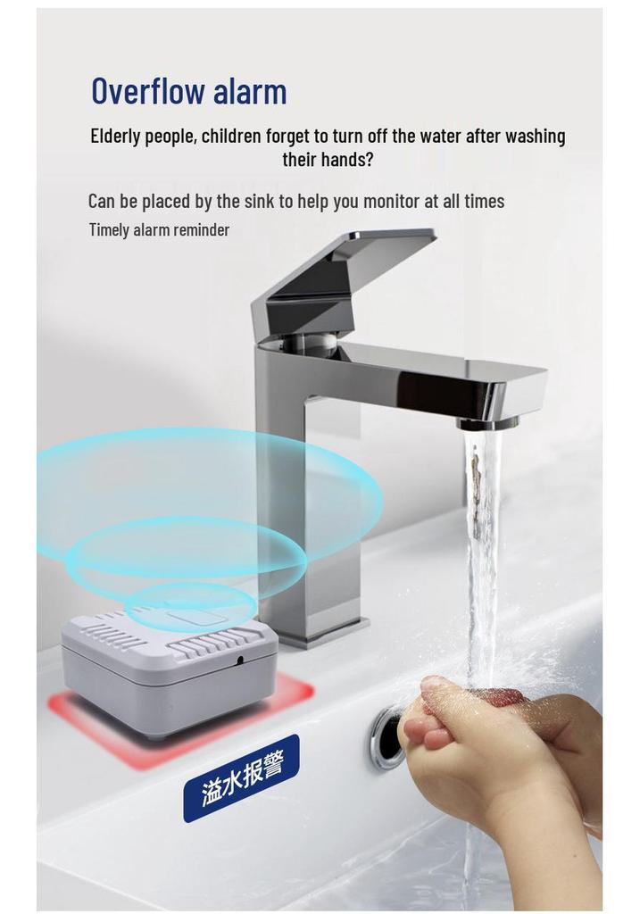 Waterproof Household Leak Alarm for Kitchen Sink - Water Immersion Detector and Level Reminder