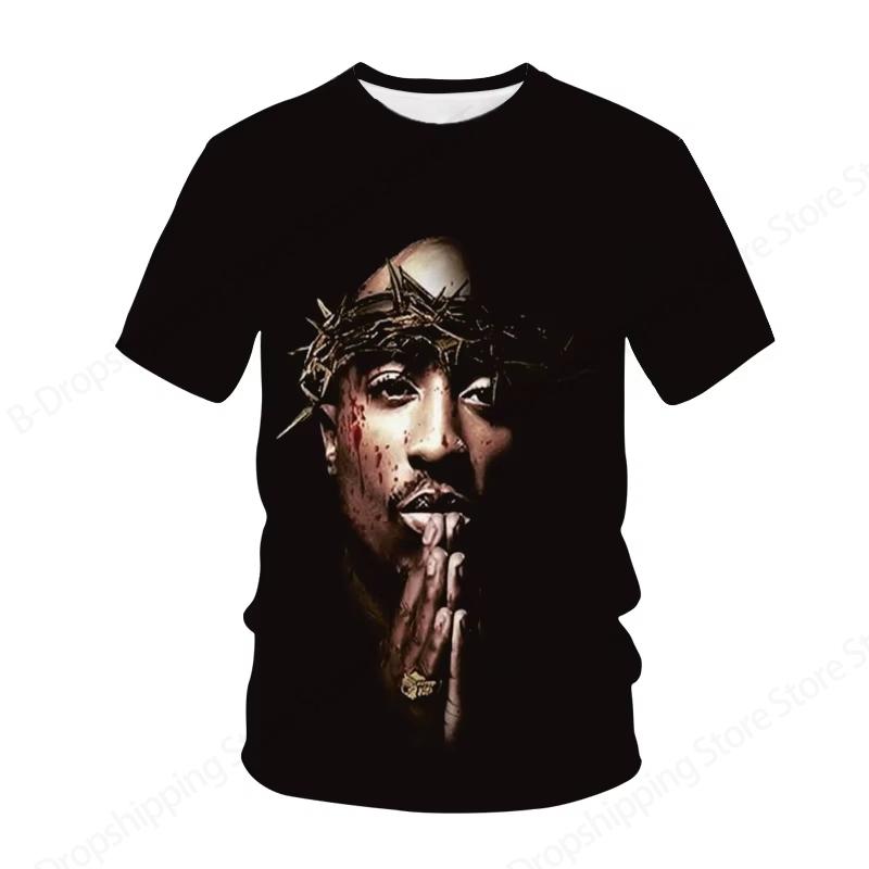 Nuova T-shirt Rapper Tupac da Uomo Donna Stampa 3D 2pac T-shirt Uomo Moda Estate Casual Manica Corta T-shirt Donna Top Magliette Album