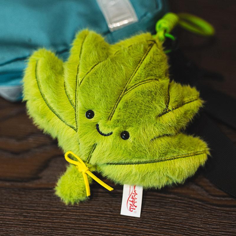 Green Pomelo Leaf Plush Pendant Car Keyring For Dispelling Bad Luck Home Bedroom Decoration Backpack Charms Birthday Gift