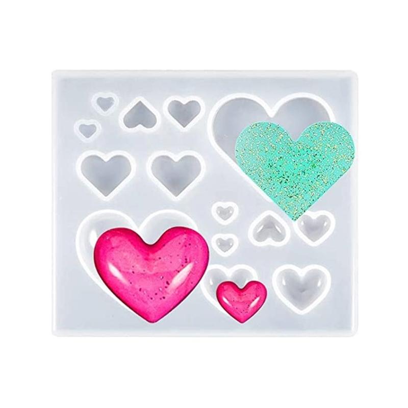 Heart Resin Mold Keychain Silicone Mold Heart Shaped Earring Mold Resin Pendant Mold for DIY Crafts Jewelry Casting Mold