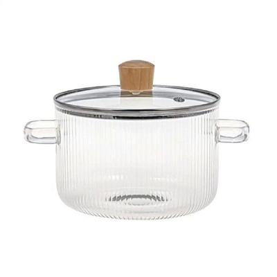 Heat Resistant Clear Cooking Pot Double Ear Glass Soup Pot Noodle Bowl  Kitchen Cooking Tools