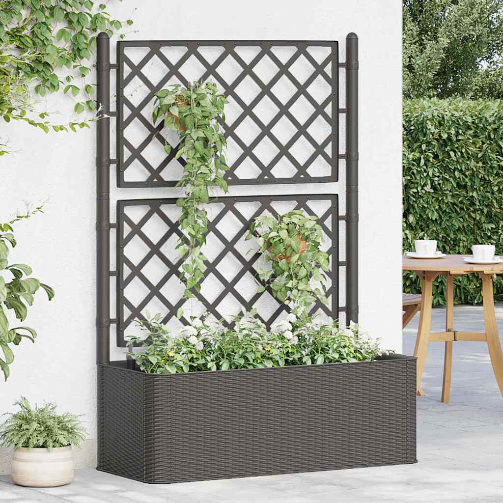 vidaXL Garten-Hochbeet mit Spalier Selbstbewässerungssystem Anthrazit