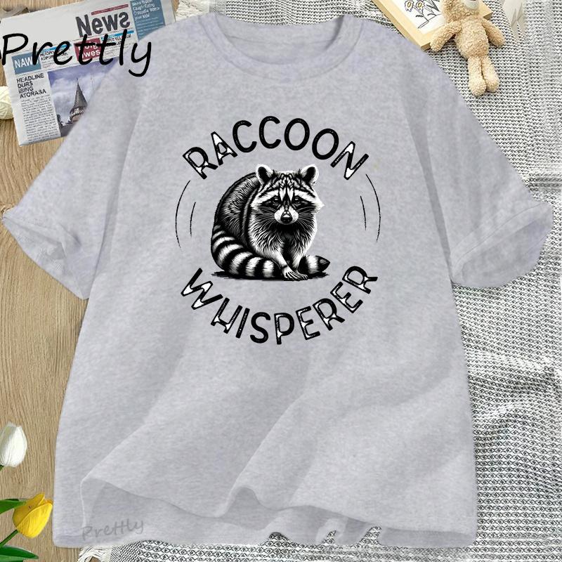 Funny Animal Lover T Shirt Raccoon Whisperer Wildlife TShirt Casual Oneck Round Collar ShortSleeve Couple White Top Tees
