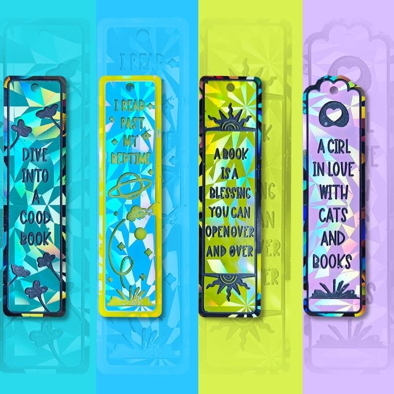 18 Styles Bookmark Silicone Mould Casting Craft Pendant Resin Epoxy DIY Rectangle Bookmark Mold for Jewelry DIY Fans