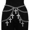 Elegant Cross Waist Chain Metal Body Chains Fashion Punk Waist Chain  Unisex