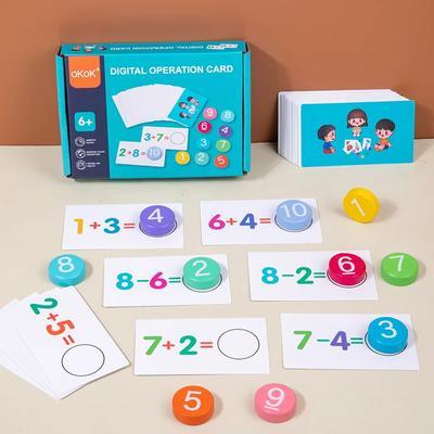 Kinder Holz Anzahl Bord Kognitiven Matching Addition Subtraktion Operation Montessori Logisches Denken Training Math Spielzeug