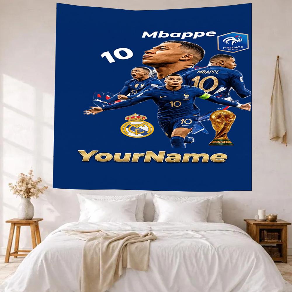 Mbappe Custom Your Name Wall Decor Tapestry Art For Pet Memorial Birthdaywedding Party Backdrop Family Gift