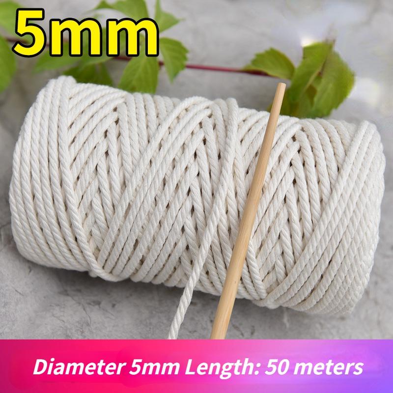 Macrame Cotton Cord Natural Cotton Rope Twisted Soft Cotton Cord String DIY Wall Hanging Plant Hangers Craft Knitting Craft Cord