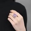 Hai Rui S925 Padparadscha Pink Diamond Egg-Shaped Open Ring - Women’s Luxury Sterling Silver Ring