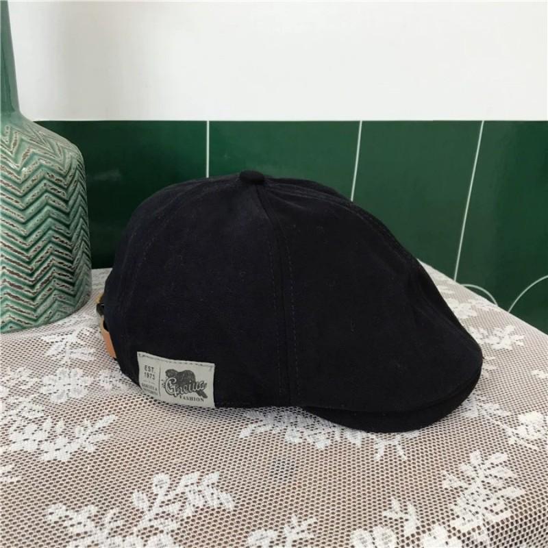 

Japanese-Style Retro Forward Cap for Men and Women Spring and Autumn Versatile Casual Baseball Cap Solid Color Beret, Artist Hat 58 чорний