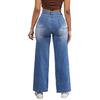 2023 Women's High Waist Ripped Jeans: European & American Style, High Stretch, Loose Straight Leg