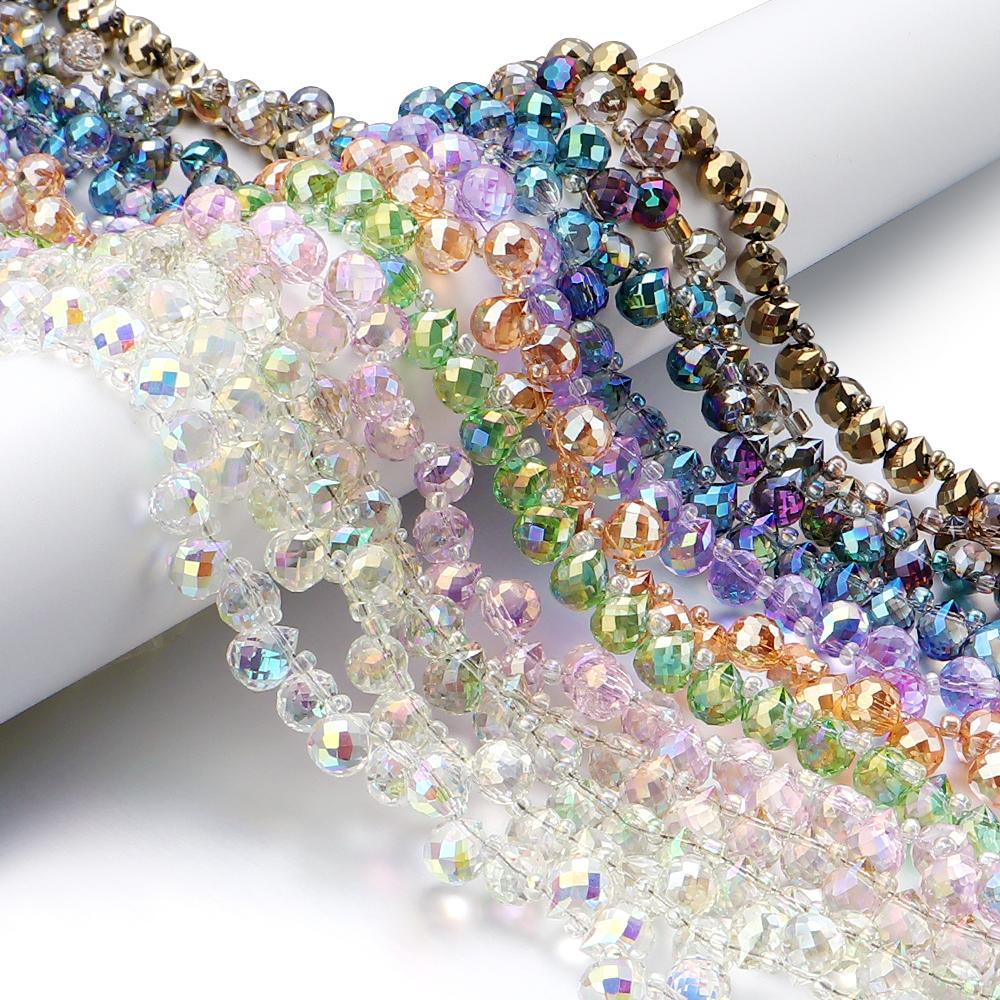 50pcs Strawberry Crystal Beads Colorful Faceted Glass Loose Spacer Beads For Jewelry Making DIY Necklace Bracelets Accessories