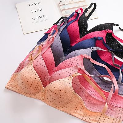 Sujetador estampado para mujer sin aro de acero, ropa interior fina de tres botones