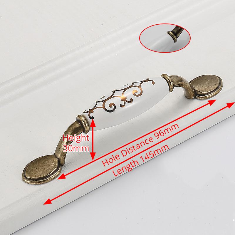 KAK Antique Bronze Ceramic Cabinet Handles Zinc Alloy Drawer Knobs Kitchen Wardrobe Door Pull European Furniture Handle Hardware
