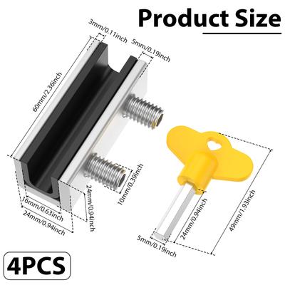 4 Sets Window Lock Sliding Security Window Lock with Key Adjustable Window Locks Security Window Stoppers For Vertical Horizont