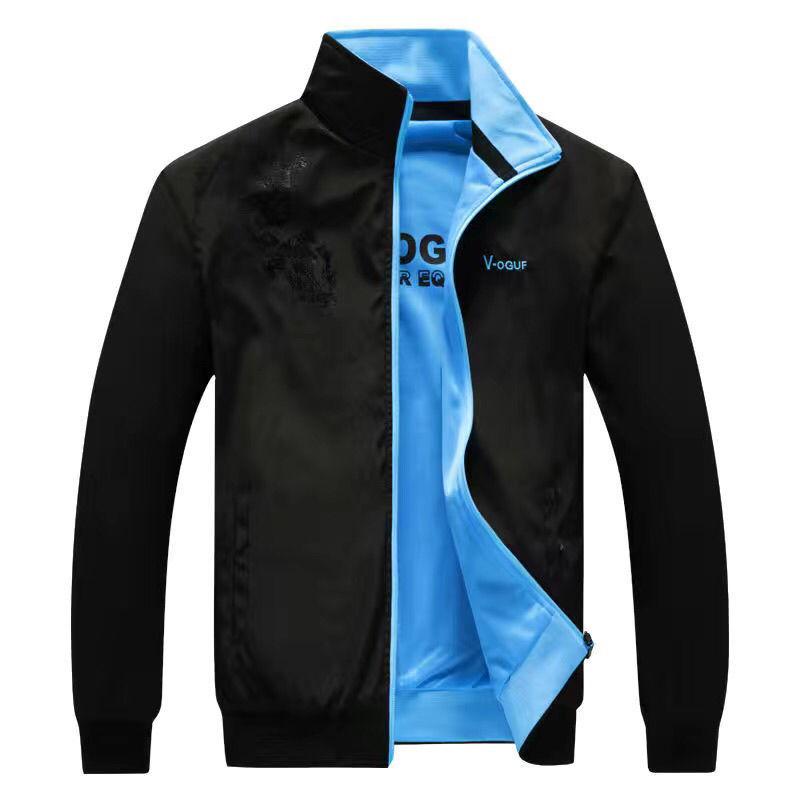 Men's Plus Size Casual Zipper Jacket Loose Printed Letter Jacket Spring Standing Collar Jacket