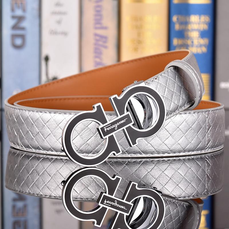 Salvatore Ferragamo Pánský opasek z hovězí kůže 3,3 cm Luxusní značkový designový opasek Oblek Džíny Formální Značka