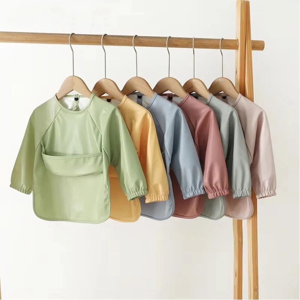 Waterproof Long Sleeve Bib Soft Material Washable Burp Cloth Children PU Bibs  Baby Accessories