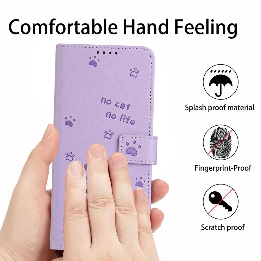 Curte Cat Leather Wallet Cover Case For Samsung Galaxy S25 S24 A06 A14 A15 A16 A23 A24 A25 A33 A34 A35 A36 A53 A54 A55 A56 M35