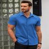 Popular Men's Button Slim Fit Fashionable Short Sleeved Polyester Fiber Shirt Summer Business Casual Shirt
