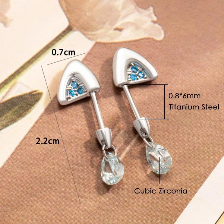 2025 Trendiger schwebender Helix-Ohrring in Katzenohrform Titanstahl Wassertropfen Zirkon Tragus-Stecker Körper Knorpel Zirkon