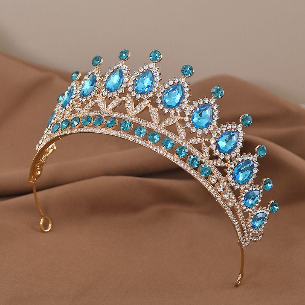 Metal Princess Tiara Shiny Rhinestone Crown Fashion Baroque Crown  Girls