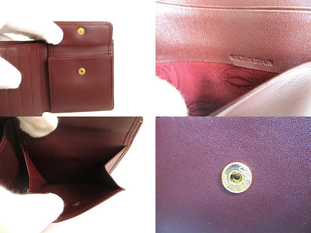 Authentic Cartier Must de Cartier Bordeaux Leather Bifold Wallet Purse #a853  Refurbished