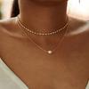 C107 Hot-selling, Classic Versatile Model with Diamond Claw Chain Imitation Pearl Pendant Necklace Set 2