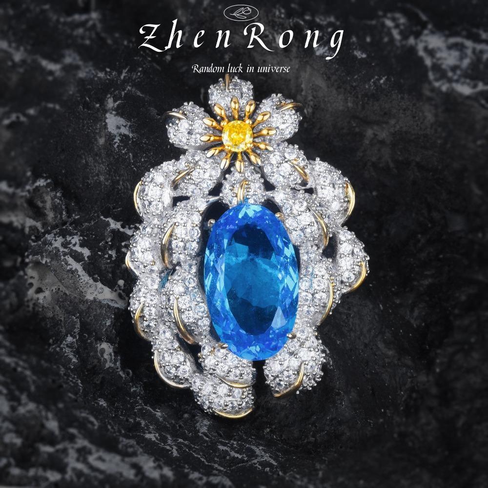 Exquisite Italian Vintage Pigeon Blood Ruby Necklace Brooch Two Way Design Aquamarine Emerald Gemstone Jewelry