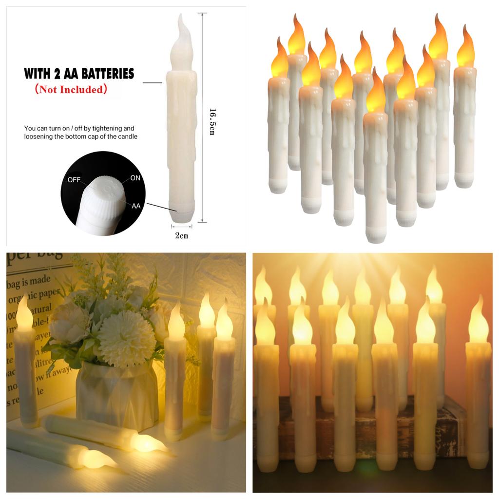 Flameless Taper Candles with or without Remote Control Battery Operated Taper Candles Flickering LED Candlesticks for Halloween