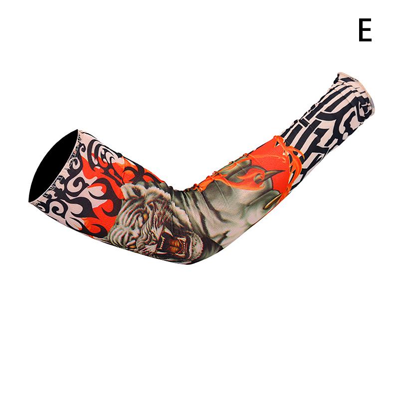 Long Fake Summer Tattoo Sleeves Sun Protection Cover Outdoor Gloves Driving Ice Silk Arm Sleeves