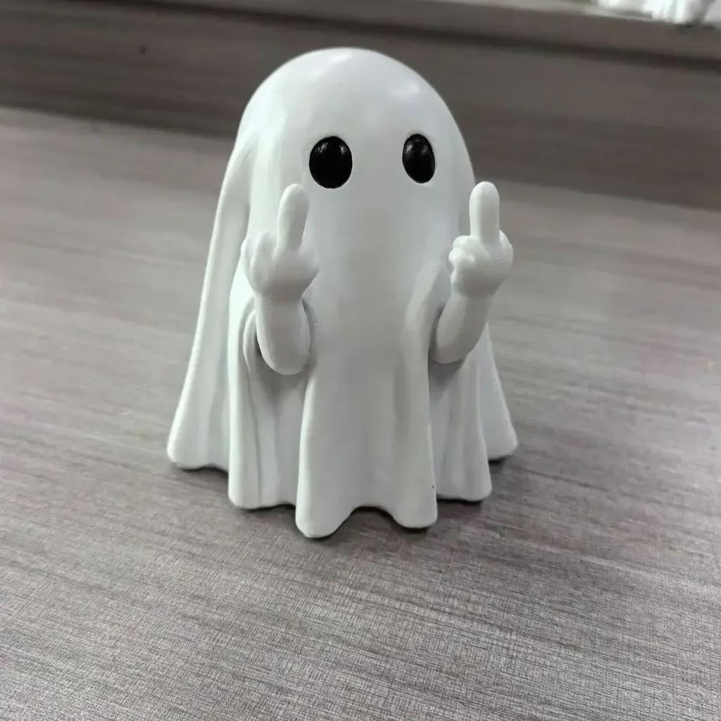 Cute and Mischievous Middle Finger Ghost Decoration Resin Statue, Party Scene Desktop Decoration Gift Small Statue for Friends