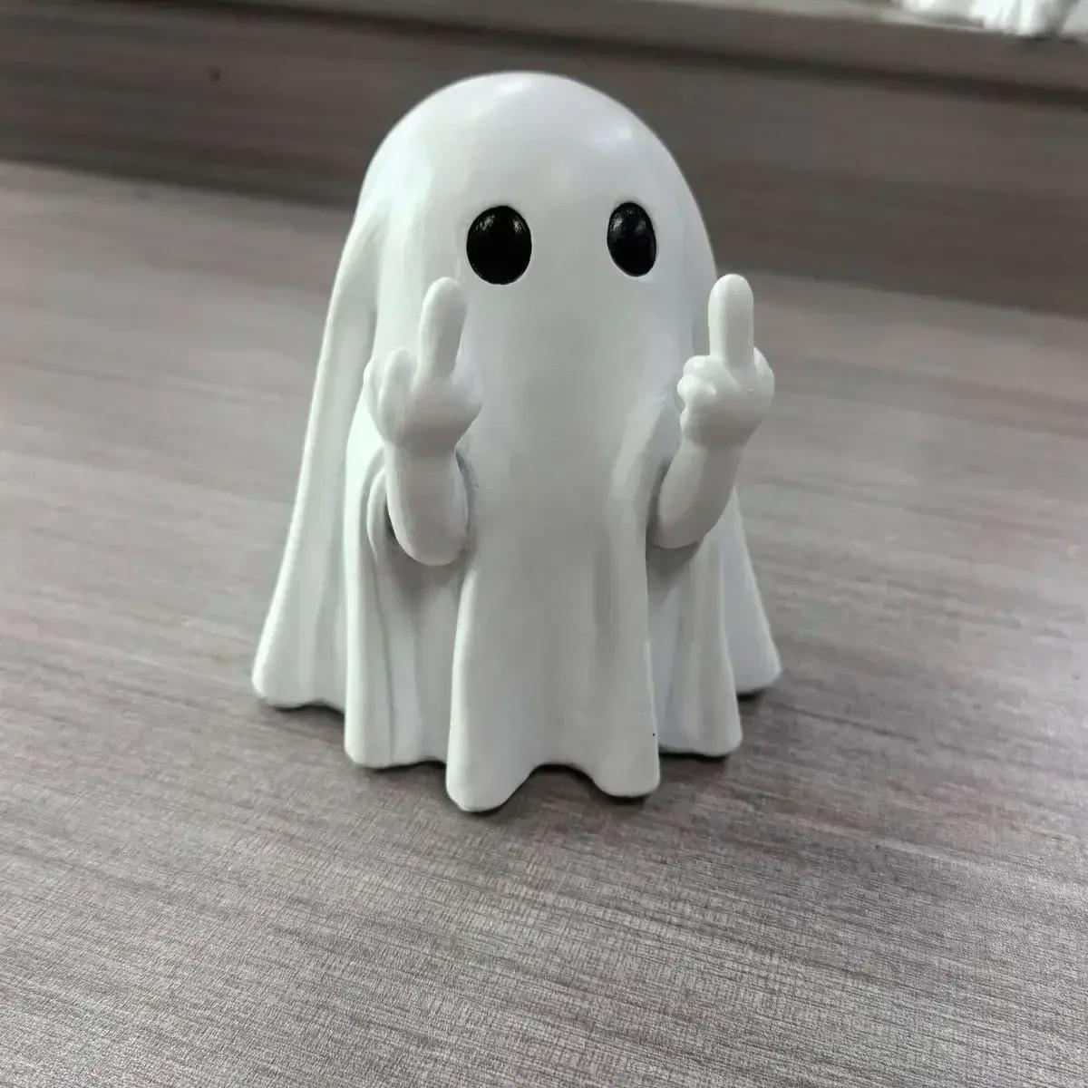 

Cute Ghost Resin Statue with Middle Finger for Party Scene Desktop Decor Small Unique Gift for Friends