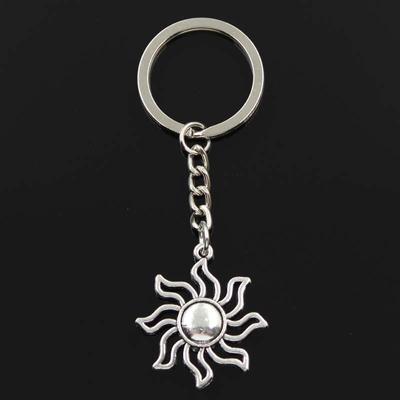 Fashion Sun Sunburst 34x30mm Pendant 30mm Key Ring Metal Chain   Men Car Gift Souvenirs Keychain
