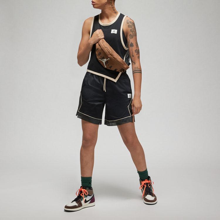 Jordan Essentials Diamond Solid Color Breathable Mesh Lace-Up Training Shorts Women Shorts Black DO5042-010