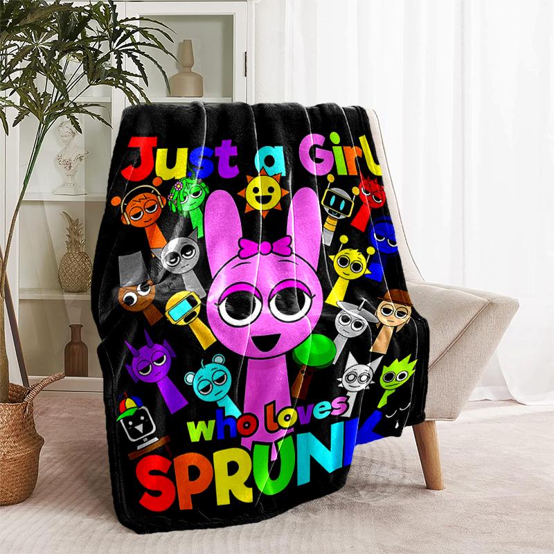 1pc Blanket Sprunki9 Print Design, Lightweight Blanket for Sofa, Bed- Soft &Warm, Gift for All Seasons Like Christmas, Halloween