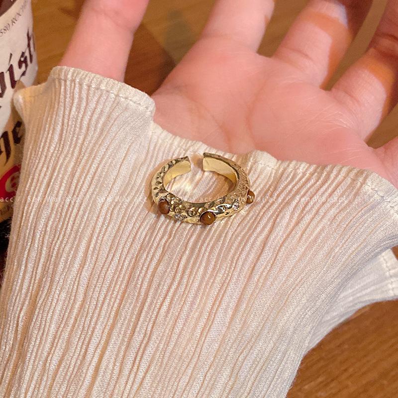 Открытое кольцо «Змеиный тигровый глаз» цвета Маллард, женское, высококлассный уникальный дизайн, ретро кольцо на указательный палец, кольцо в стиле легкой роскоши.