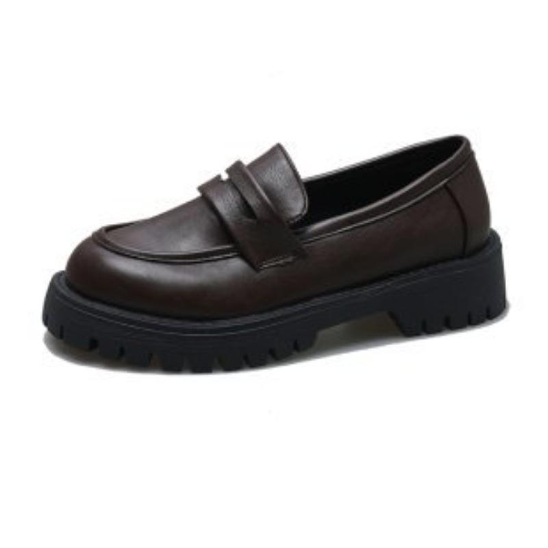 Soft-soled Shoes, Leather Shoes, Women's Retro Muffin, Thick-soled Single Shoes, Loafers