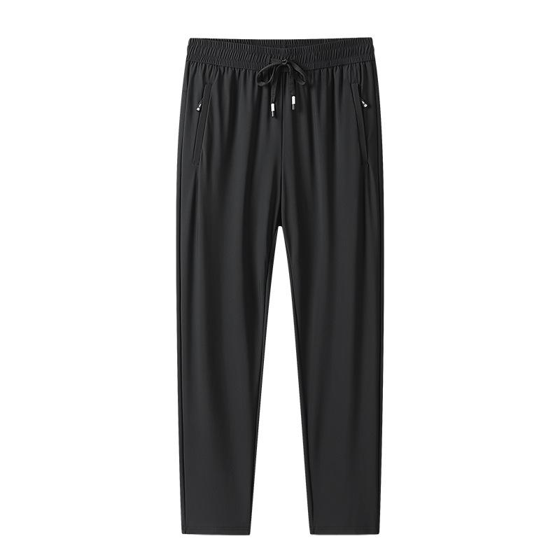 Pantalon d'été en soie glacée de haute qualité à séchage rapide pour hommes, pantalon léger et ample à jambes resserrées, pantalon de sport grande taille à haute élasticité