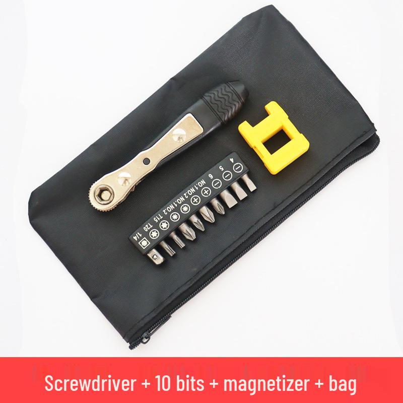 Compact 36-Tooth Ratchet Screwdriver for Tight Spaces with L-Shaped Bent Wrench