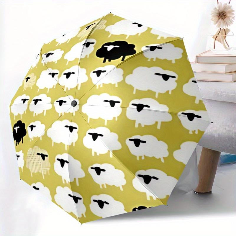 1pc Sheep Print Automatic Open/Close Umbrella, Ideal Fan Gift for Birthday, Christmas, Trendy Fashion Yy250828058