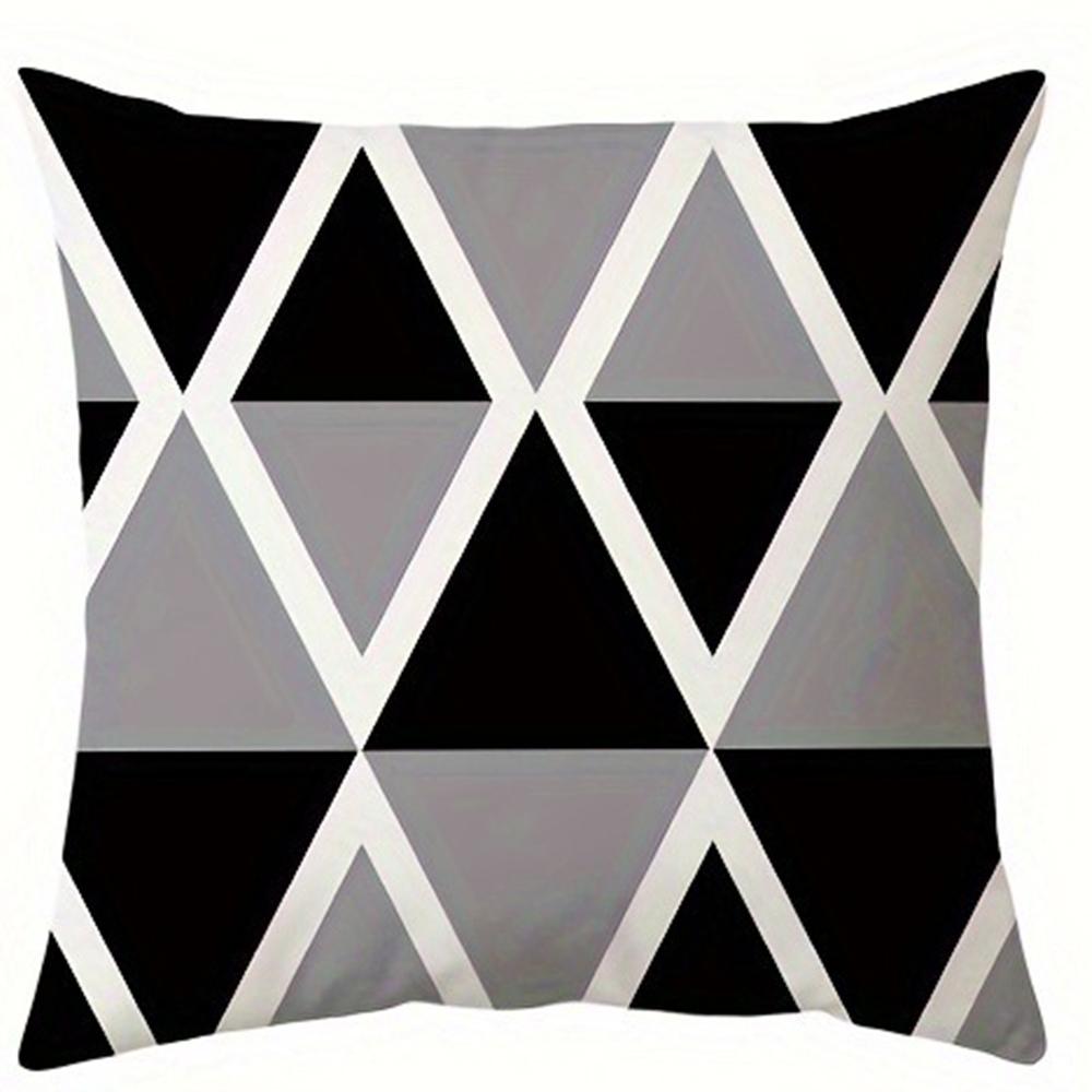 Fashionable and Simple Black and White Gray Geometric Pattern Printing Pillowcase Sofa Cushion Cover Home Room Decoration